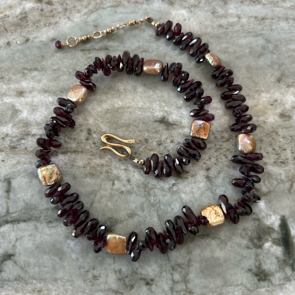 Garnet Teardrop Cluster Necklace